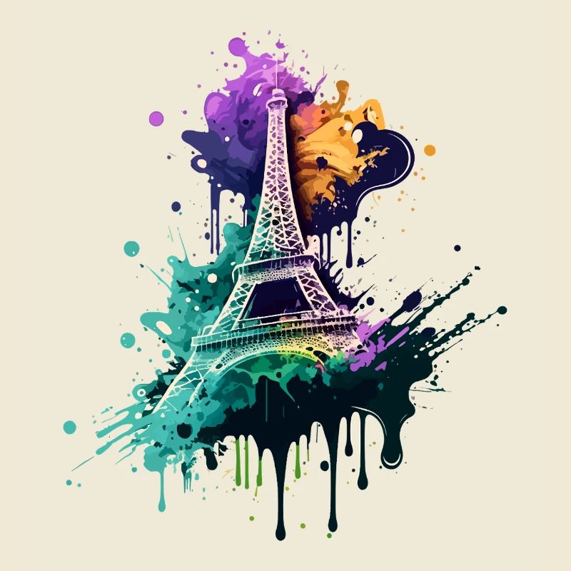 Paris Eiffelturm Skyline Frankreich Splash Bunt