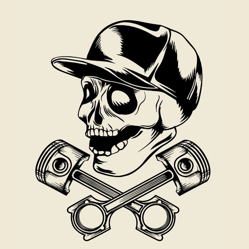 Skull piston piston tête de mort cap