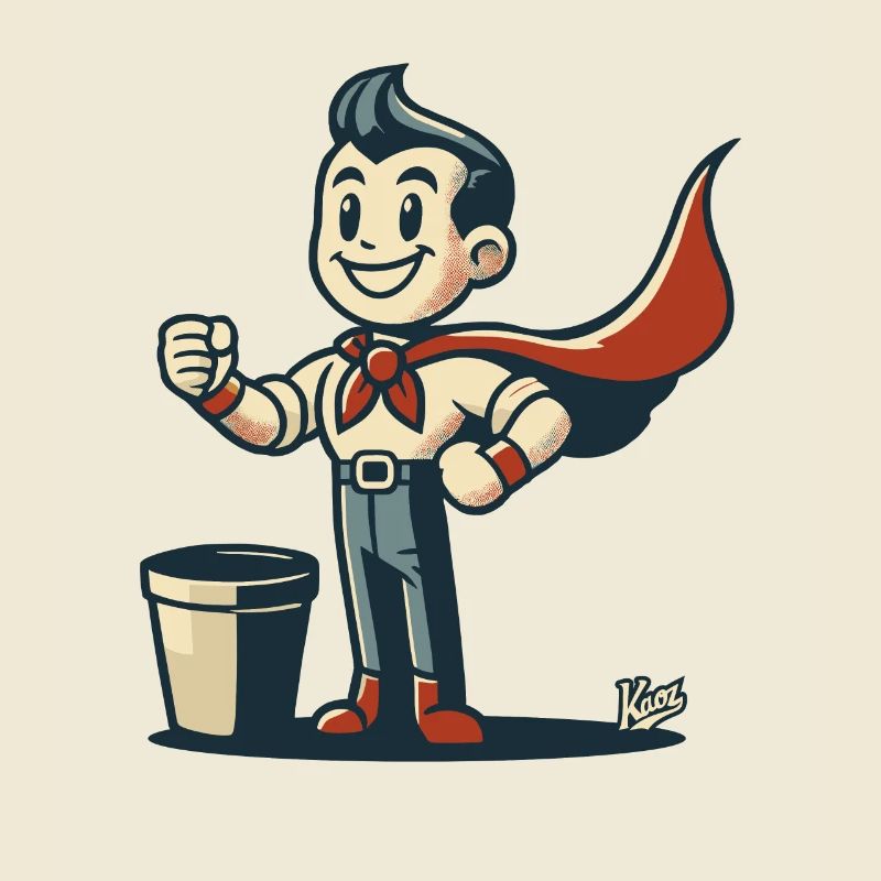 - Retro Trash Normal Superhero with Cloak