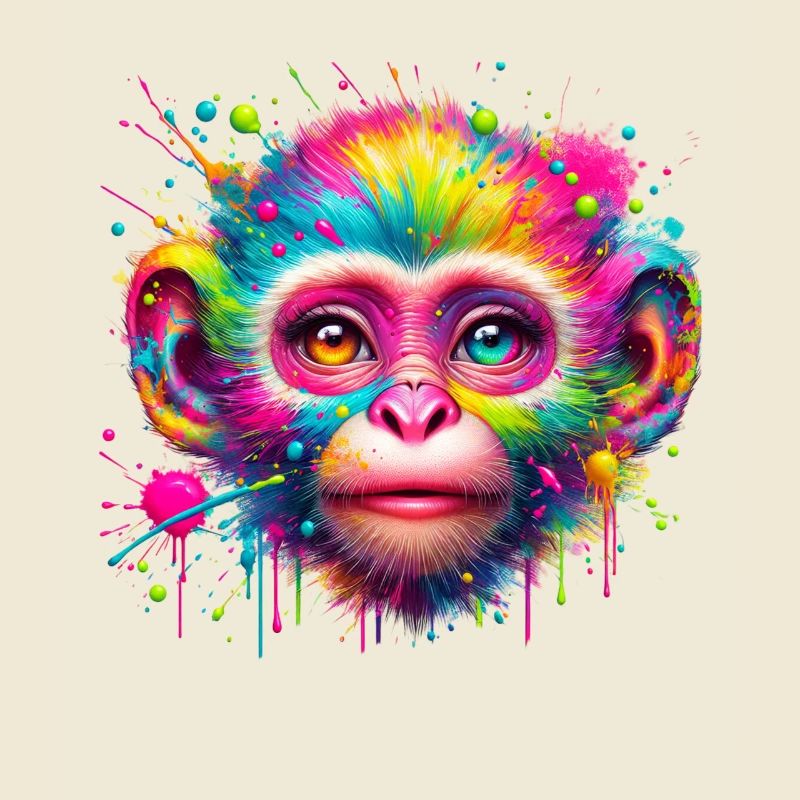 Singe coloré – Explosion colorée de pop art