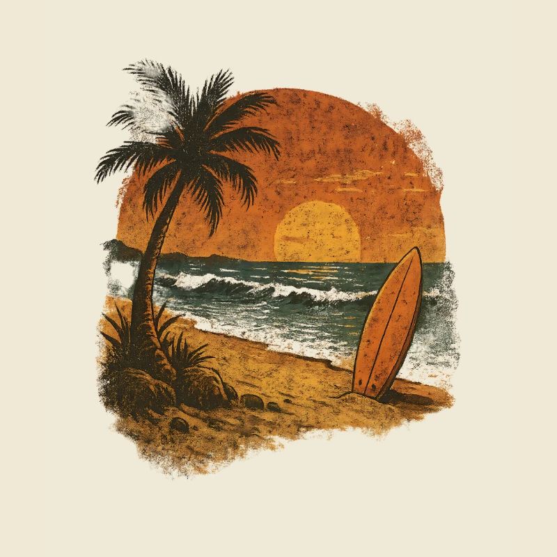Palmier plage planche de surf