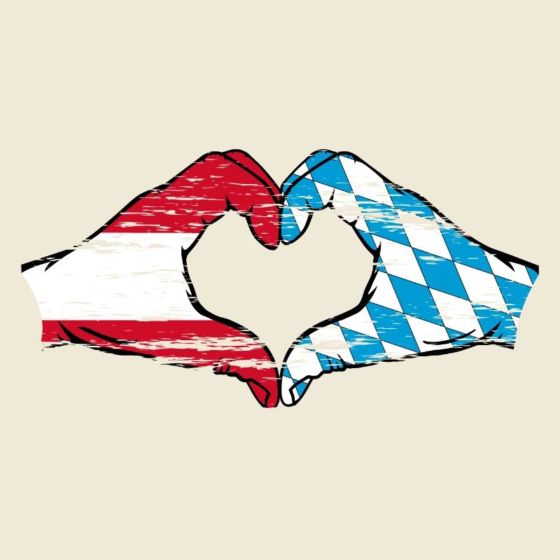 Autriche Bavière drapeau mains forme coeur utilisé