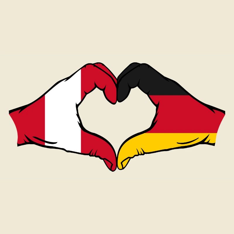 Peru Germany Flag Hands Heart Shape