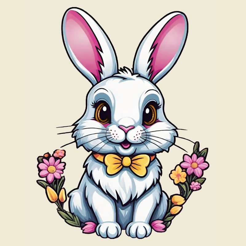 Lapin avec des fleurs