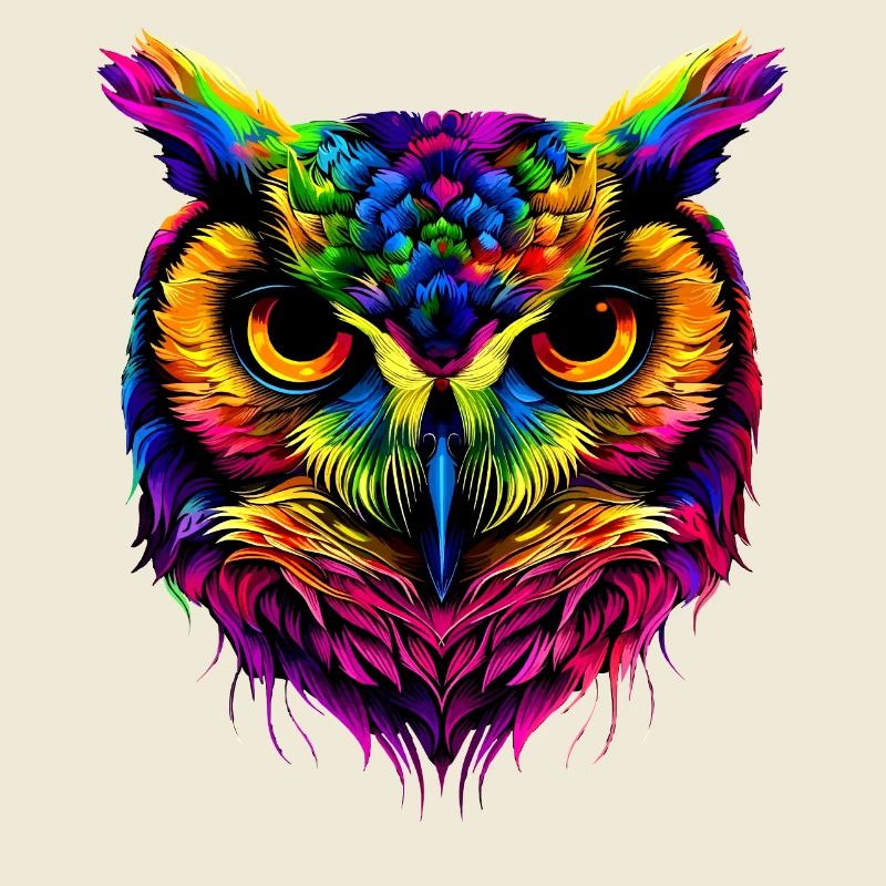 Eule Bunt Regenbogen Farben Pop Art Kauz Uhu Eulen