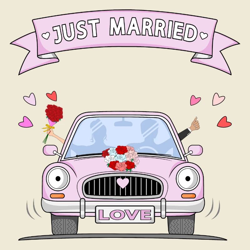 Just Married Wedding Car Pink