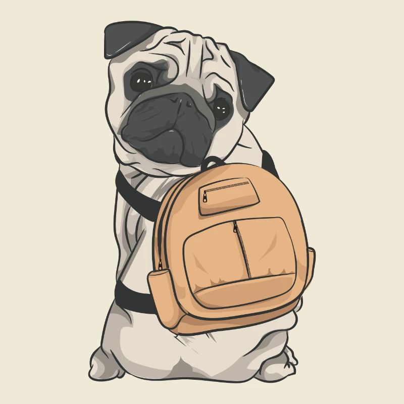 MOPS ON TRAVEL / PUG WITH A BACKPACK