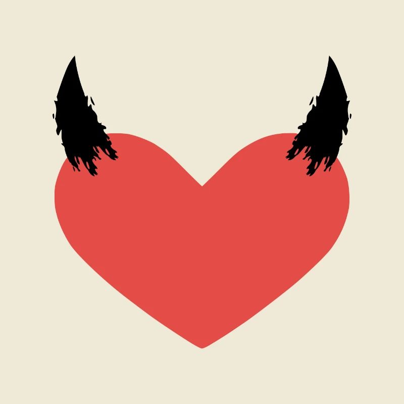 Heart devil horns evil symbol gift