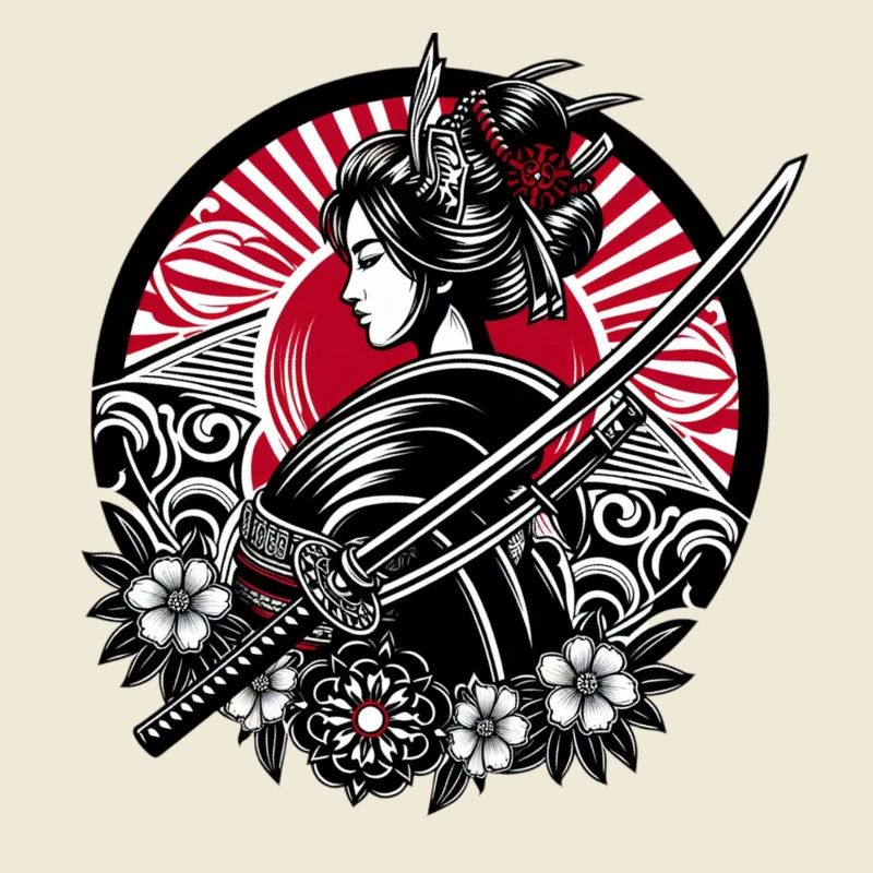 Samurai Mädchen Blumen