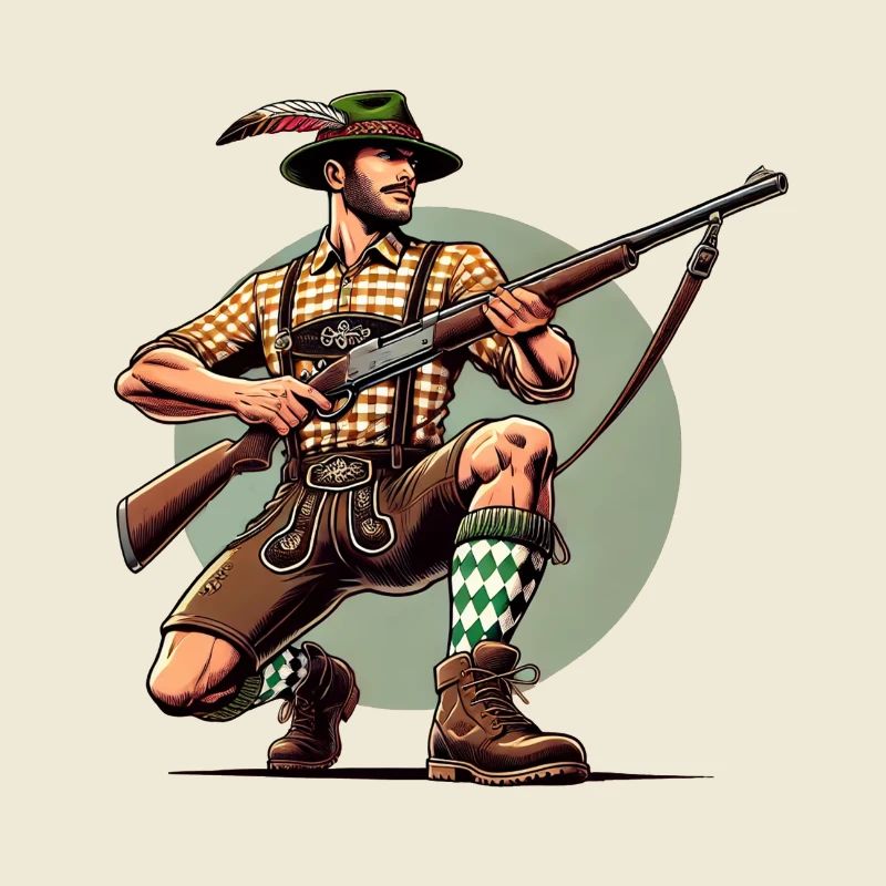 German Bavarian hunter on a driven hunt