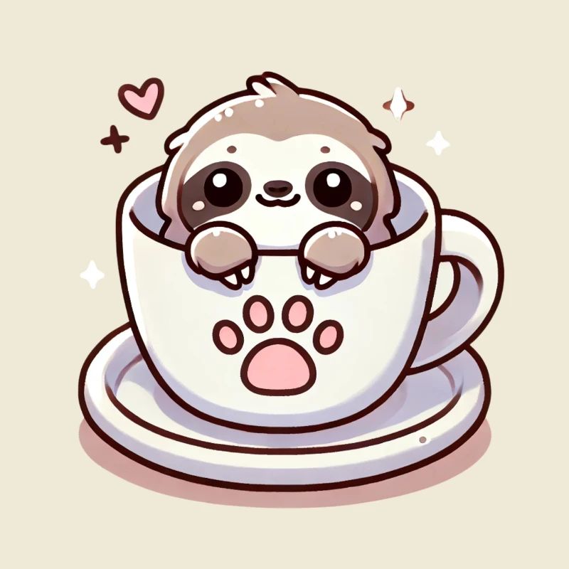 Müdes Faultier mit Kaffee
