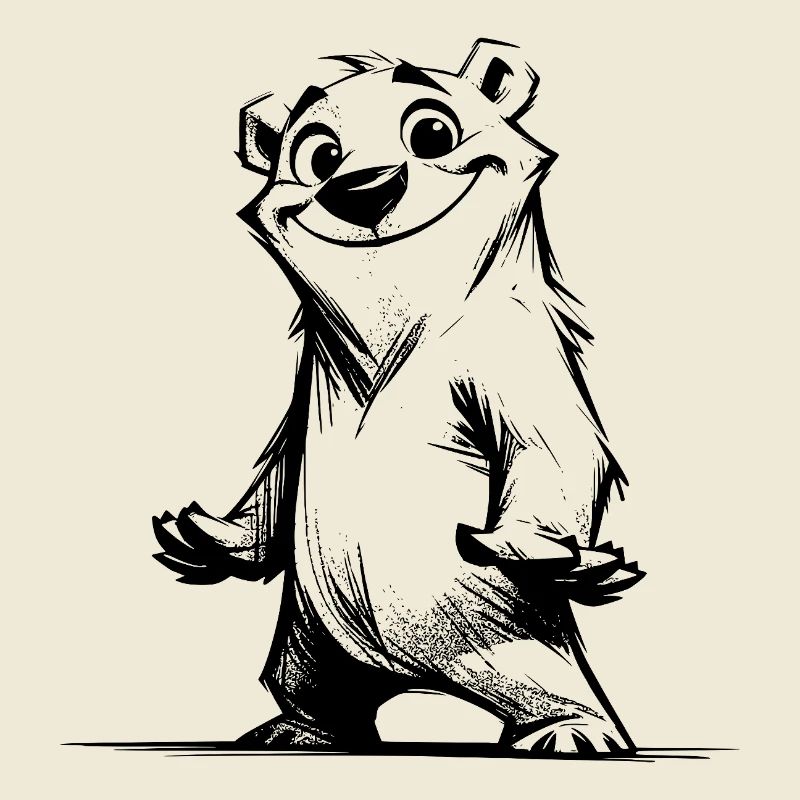 Glücklicher Bär Comic Figur mit frechem Grinsen