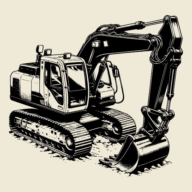 Technik trifft auf Kraft Muskelprotz Bagger