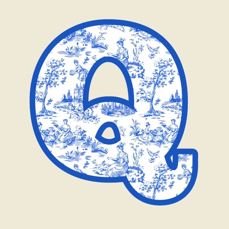 Buchstabe q blaue Chinoiserie
