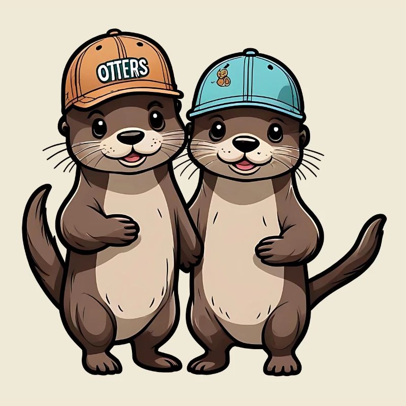 Two Cute Otter Buddies Buddies Forever