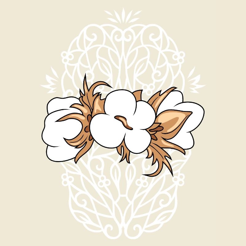 Decorative vintage design with blooming cotton