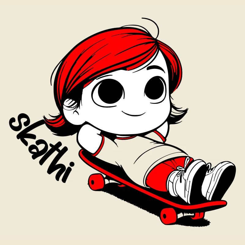 Kathi relaxed auf einem Skateboard.