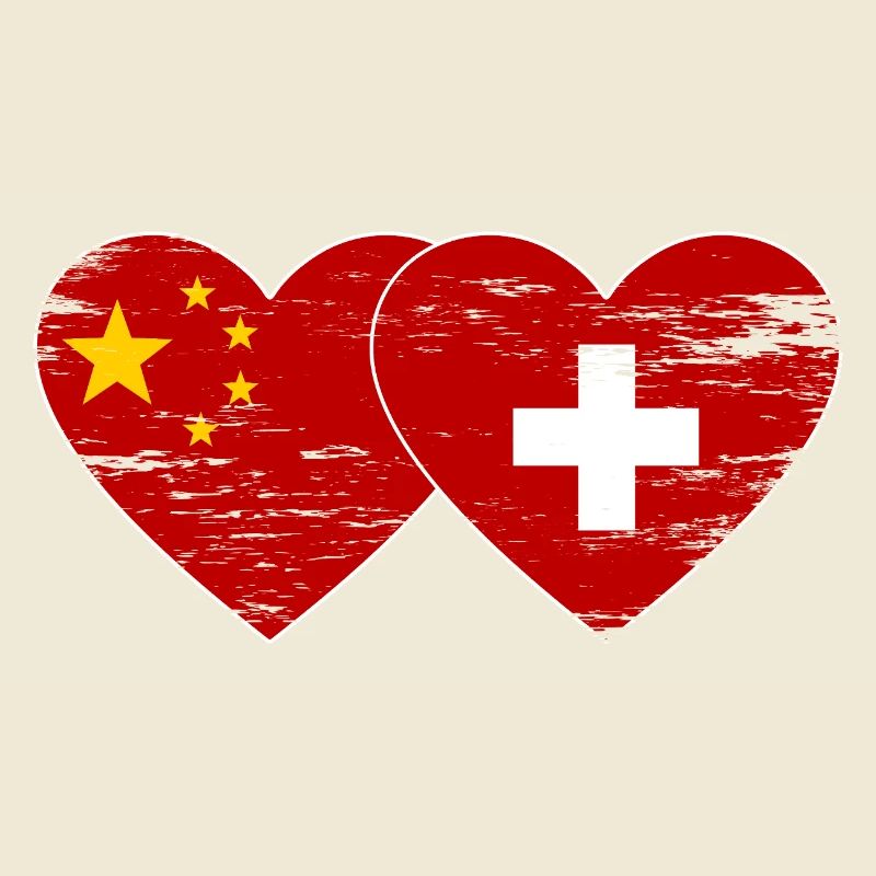 Chine Suisse Drapeau Coeur Utilisé