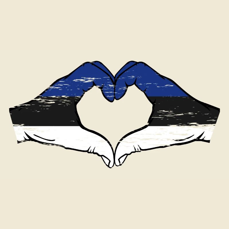 Drapeau de l’Estonie mains forme de coeur utilisé