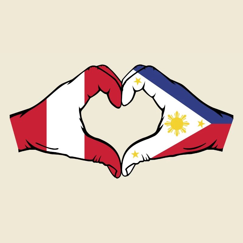Peru Philippines Flag Hands Heart Shape