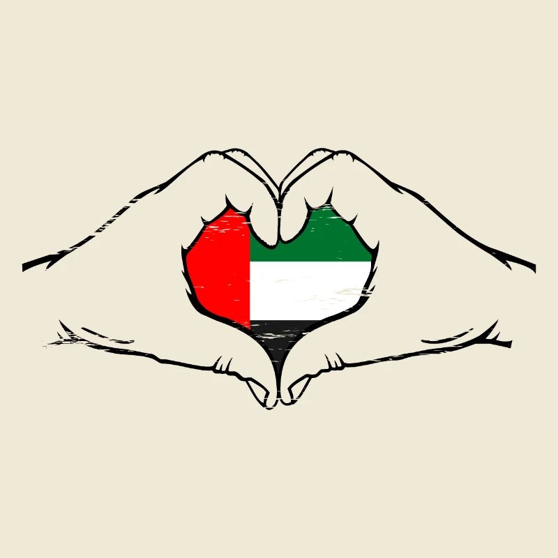 Drapeau des Émirats Arabes Unis en forme de coeur utilisé