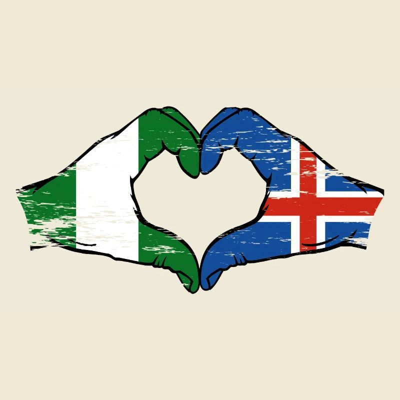Drapeau de l’île du Nigeria mains forme de coeur utilisé