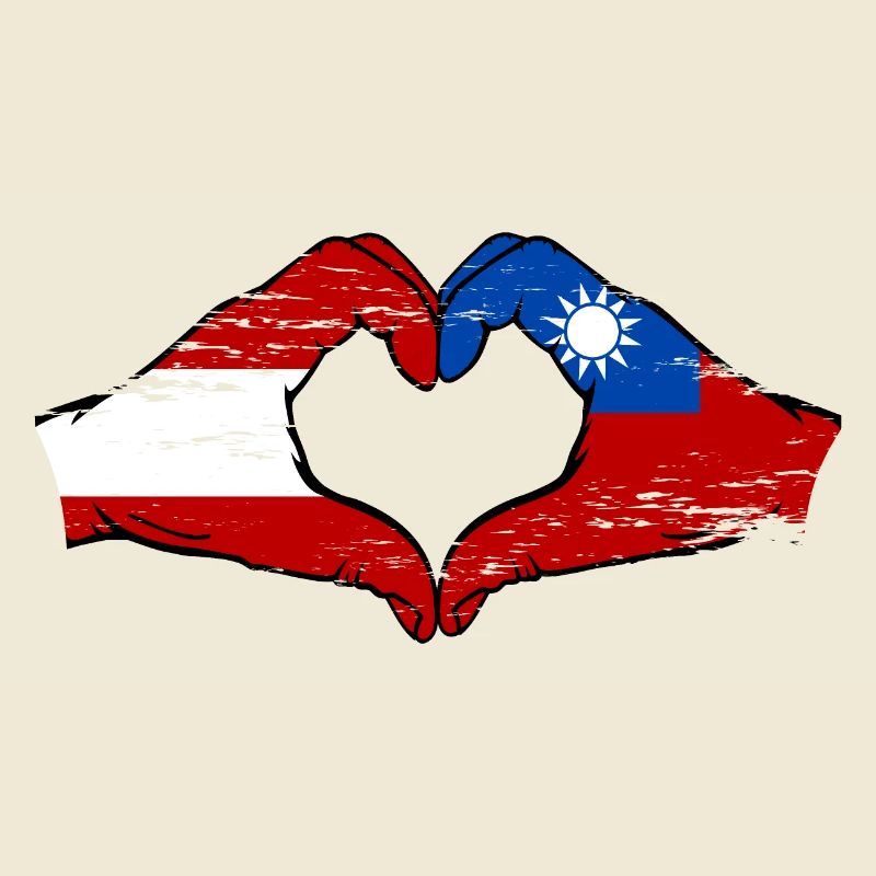 Autriche Taiwan drapeau mains forme de coeur utilisé