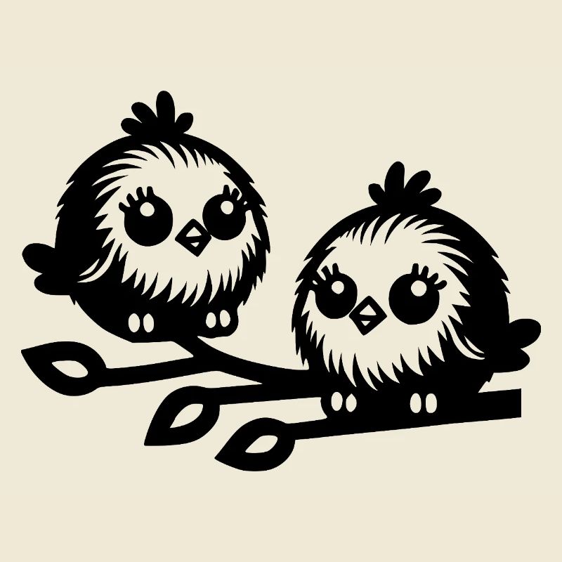 Deux petits oiseaux mignons dans le style dessin animé