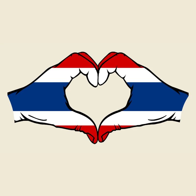 Drapeau de la Thaïlande Mains Forme Coeur