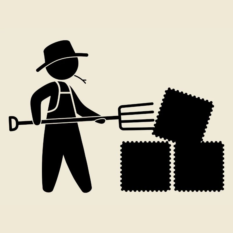 Farmer With Pitchfork And Hay