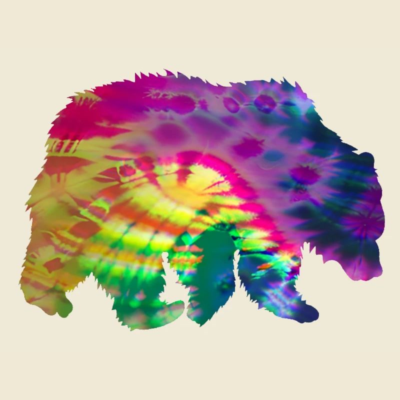 Bear Silhouette Tie Dye Batik Pattern