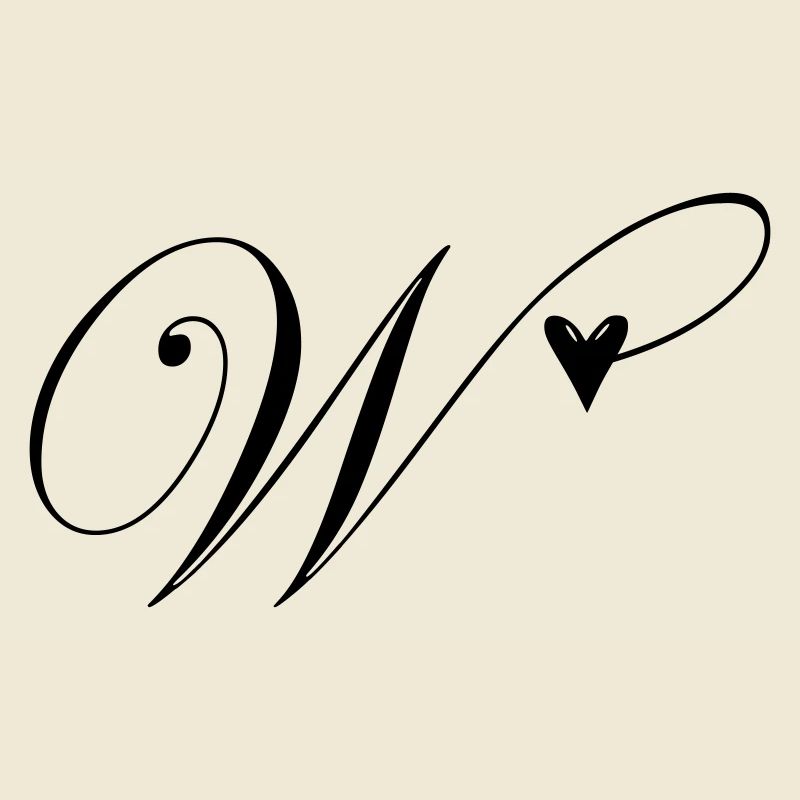 Monogram W Heart Vine