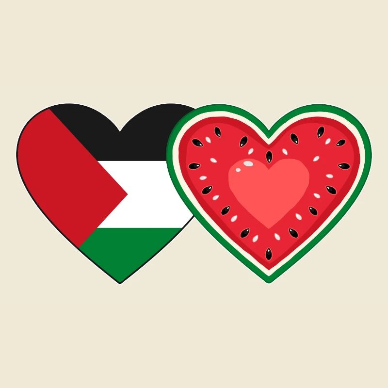 Drapeau pastèque de Palestine Coeur