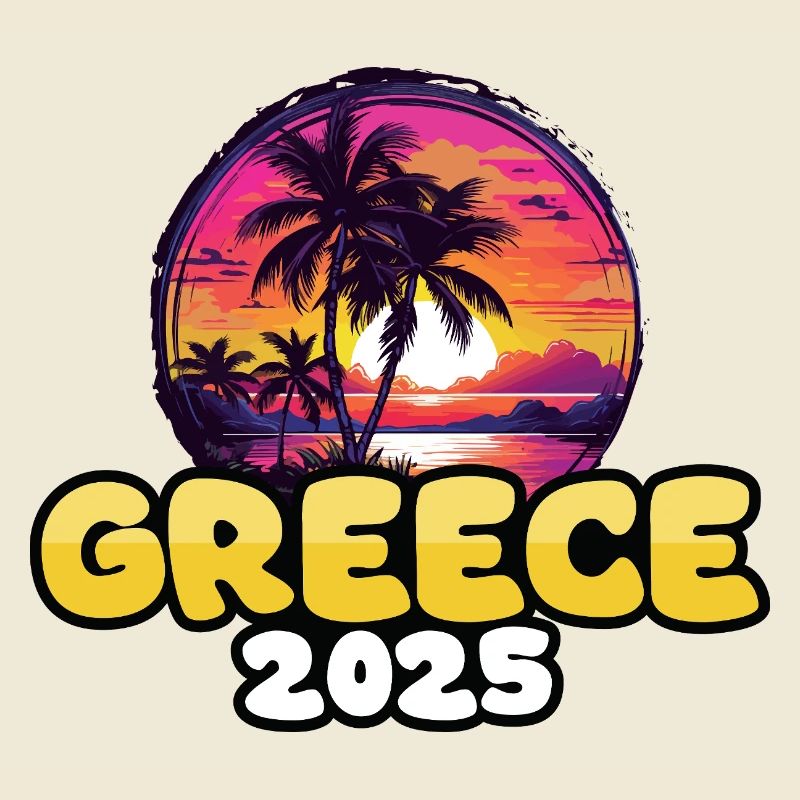 Greece 2025 Palm Trees Multicolored