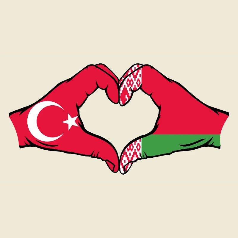 Turquie Biélorussie drapeau mains forme coeur