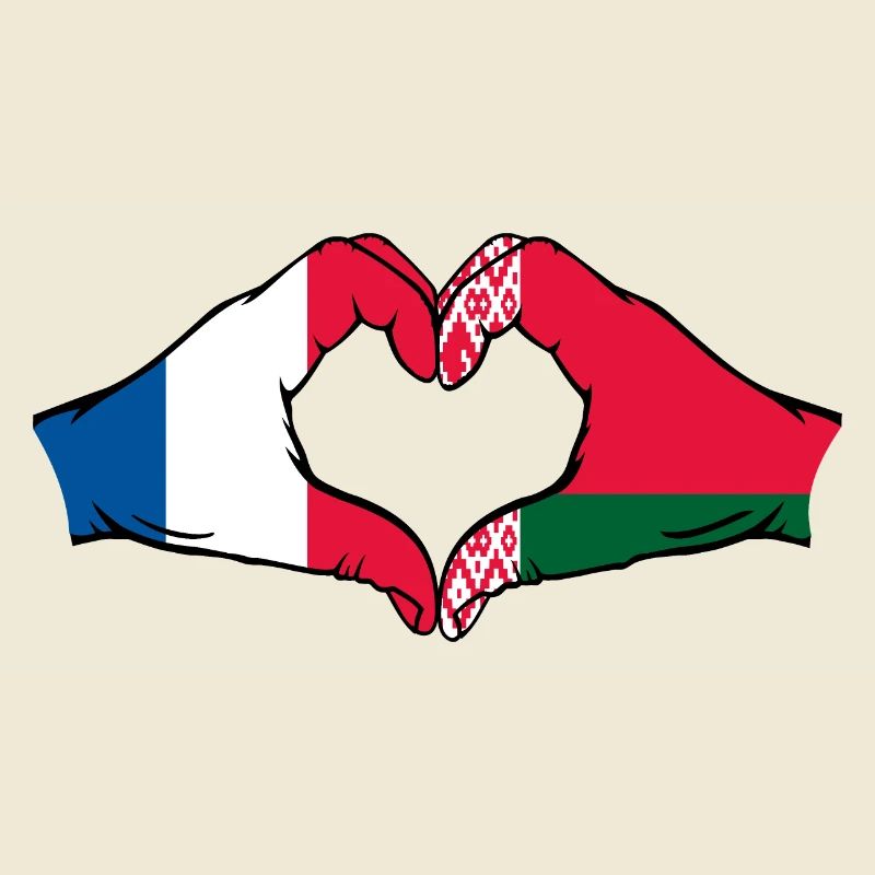 France Biélorussie Drapeau Mains Coeur Forme