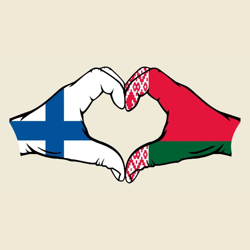 Finlande Biélorussie Drapeau Mains Coeur Forme