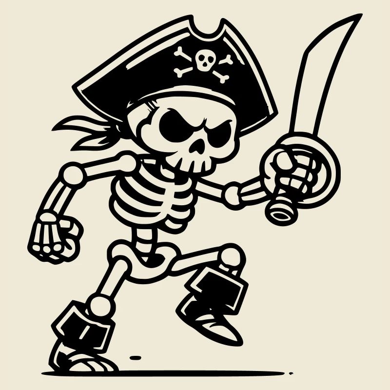 Squelette de pirate avec sabre