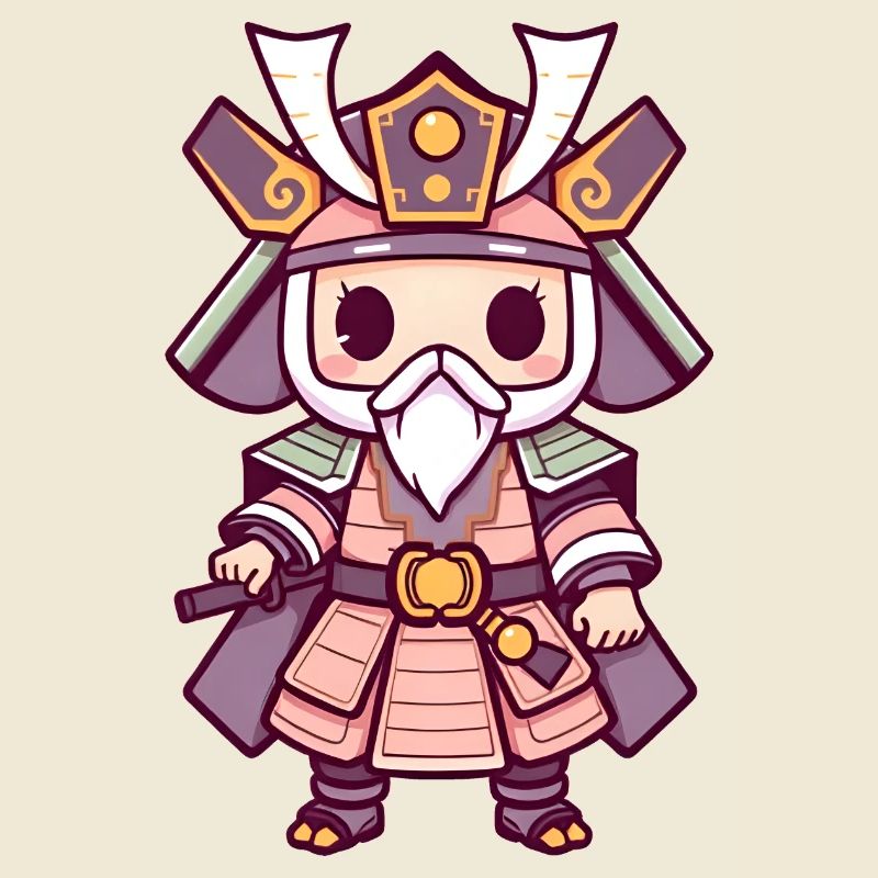 Weiser Samurai in königlicher rosa Rüstung