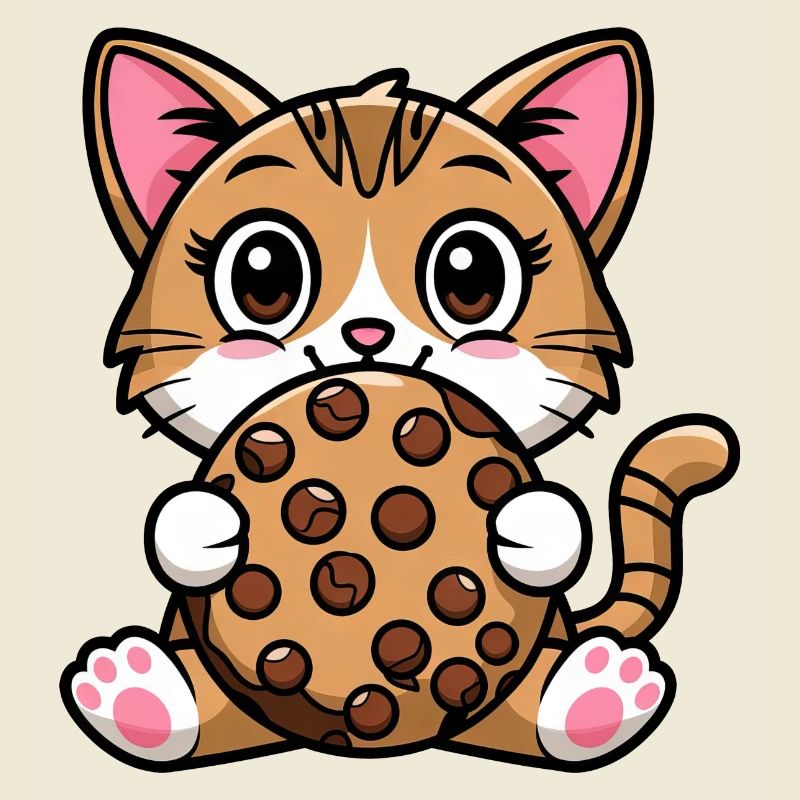 Bengal Cat Snacking Cookie Cartoon