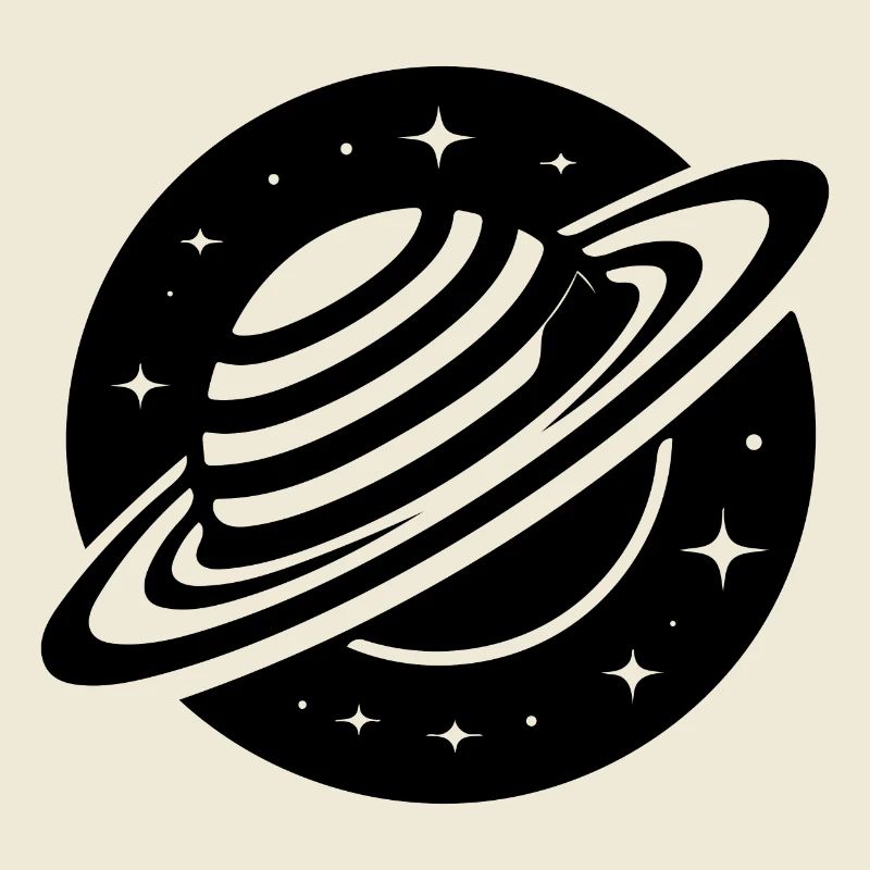 Planète spatiale Saturne avec système d’anneaux et étoiles