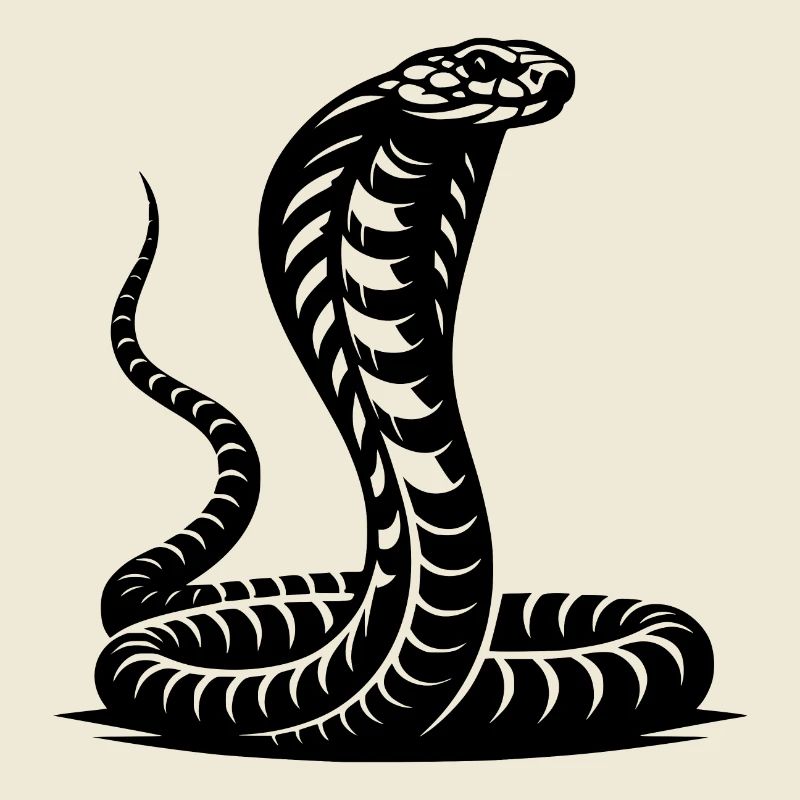 Serpent Cobra Cou Bouclier Menaçant Conception Posture