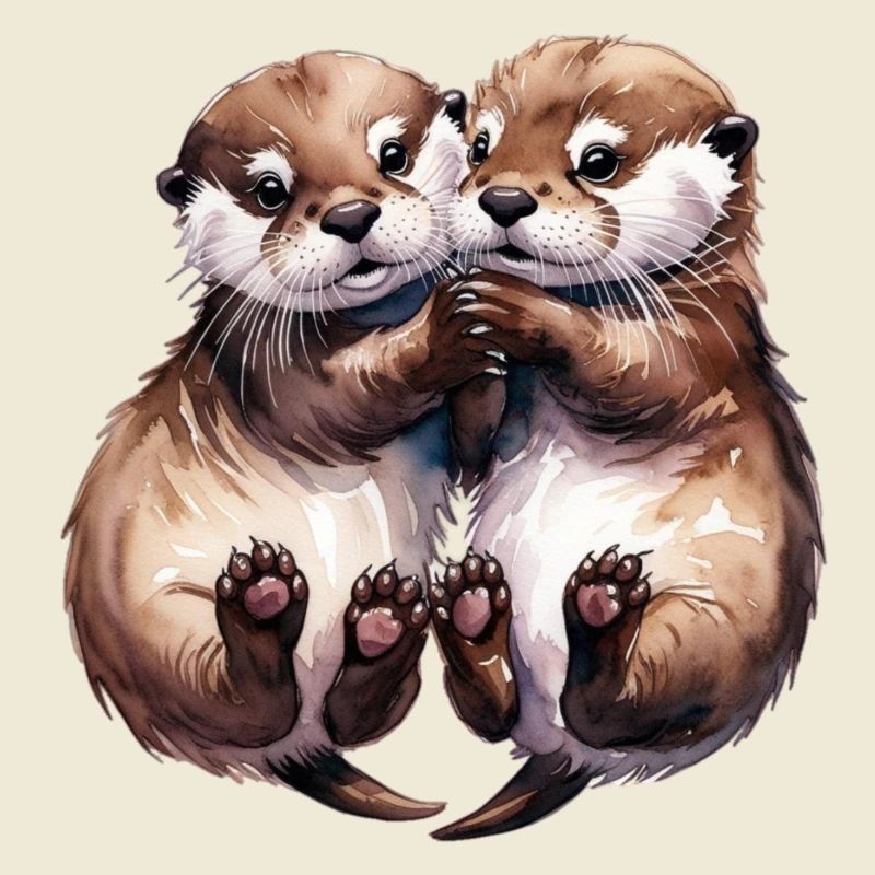 Cuddling Otters