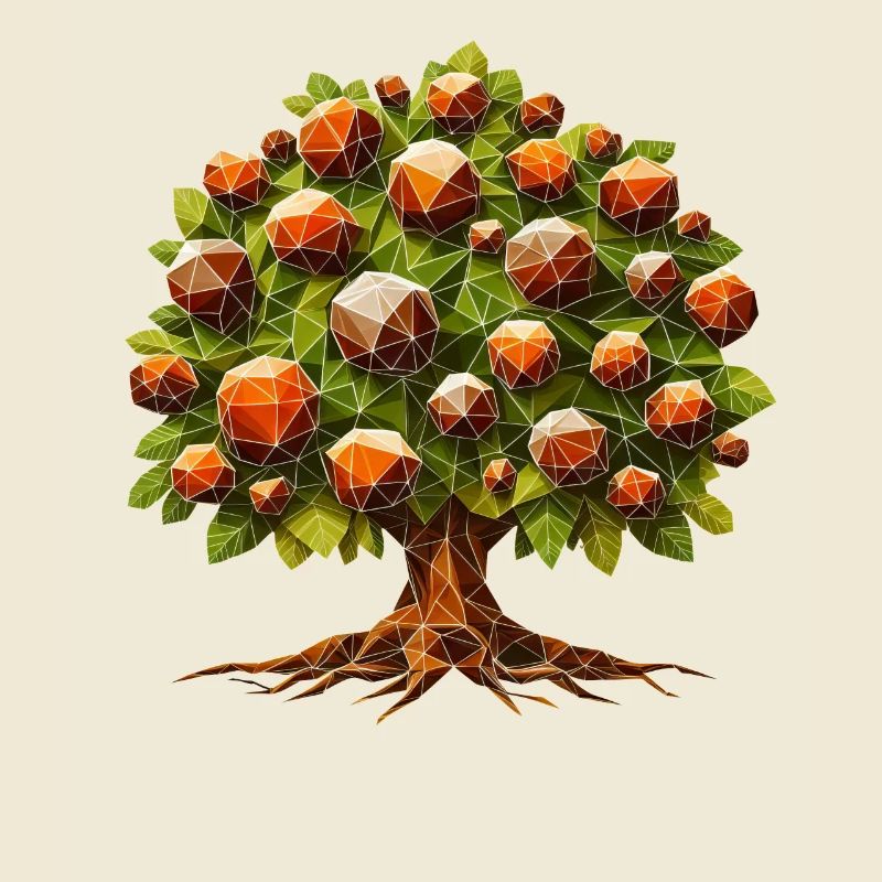 A deciduous chestnut tree in polygon style