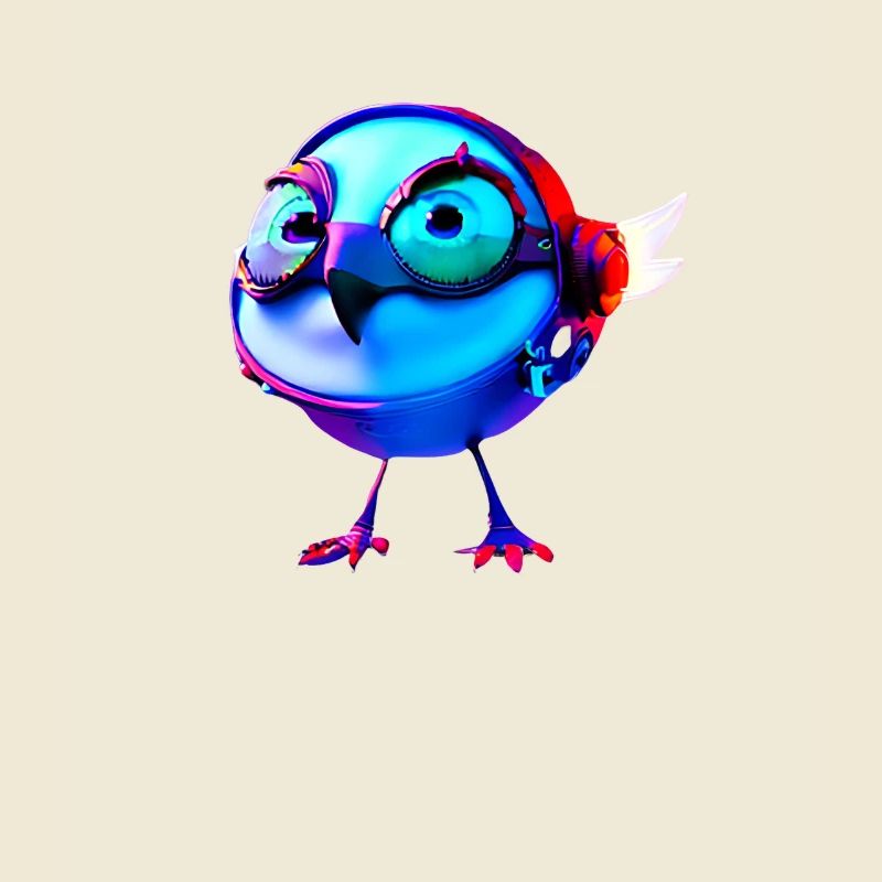 Mignon Chick Poulet Poule Robot Cyborg Bleu