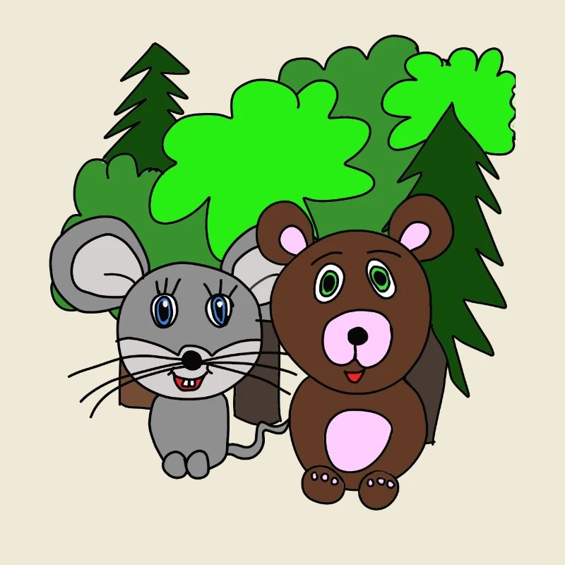 Maus und Bär im Wald. Freunde. Geschenk