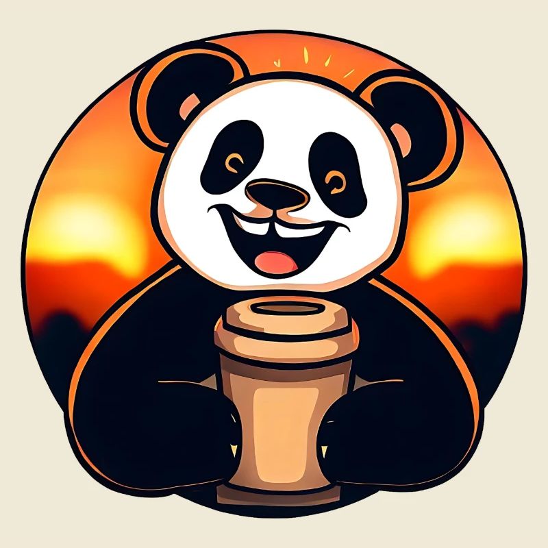 Panda Pandabär trinkt Kaffee Koffeein