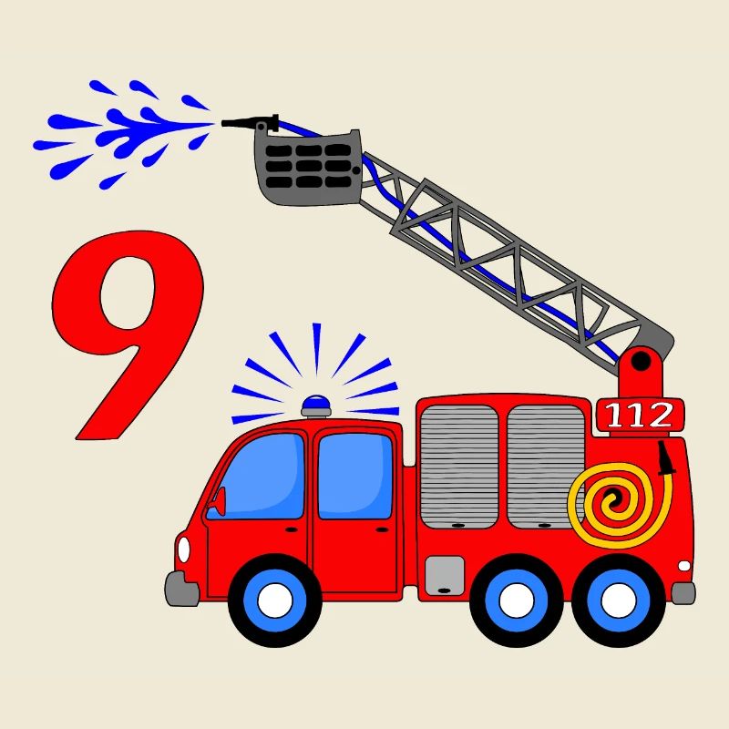 Fire engine 9 birthday children