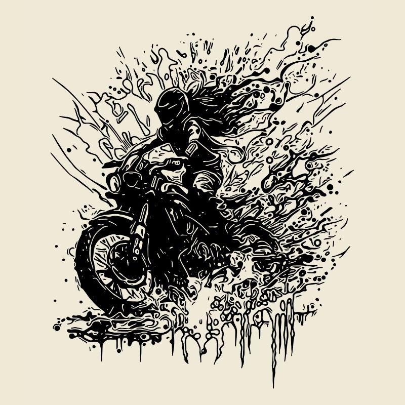 Motorradfahrerin Bikerin Geländefahrt Splash