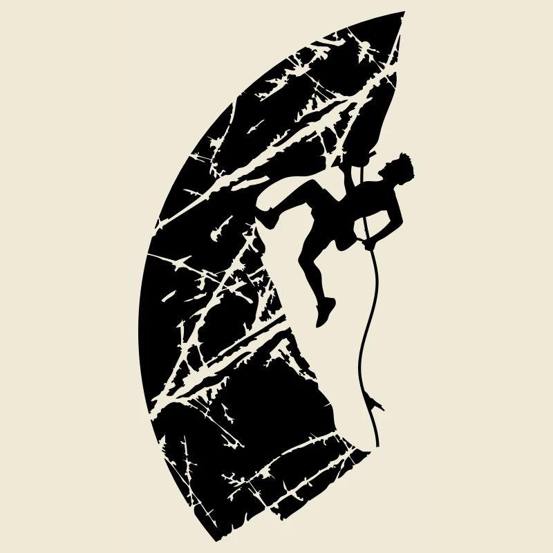 Cracks climbing rope man